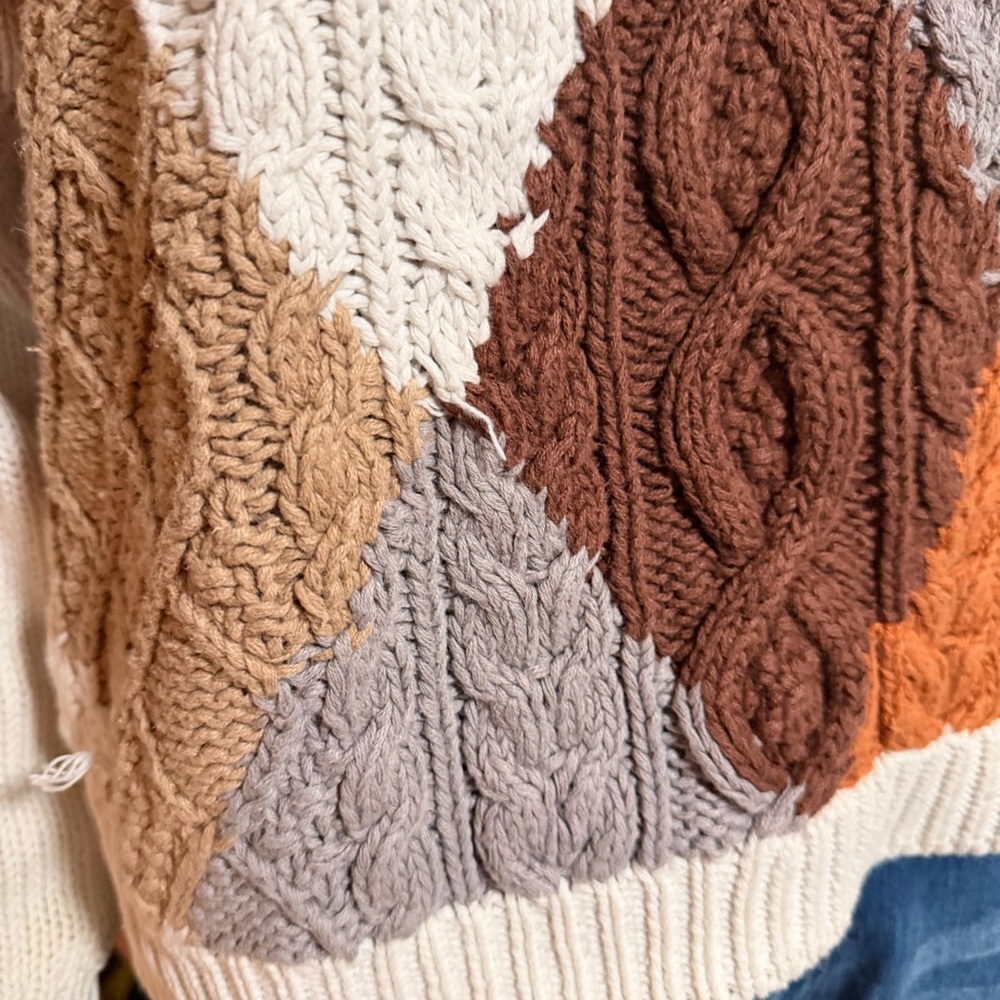 Vintage Western Connection Patchwork Cable Knit S… - image 5